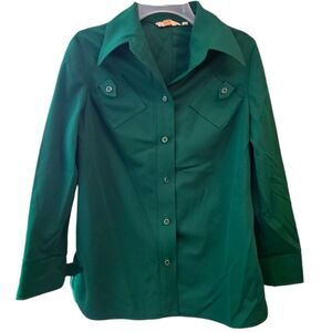 Vintage Forest Green Button Down Secretaries Blouse